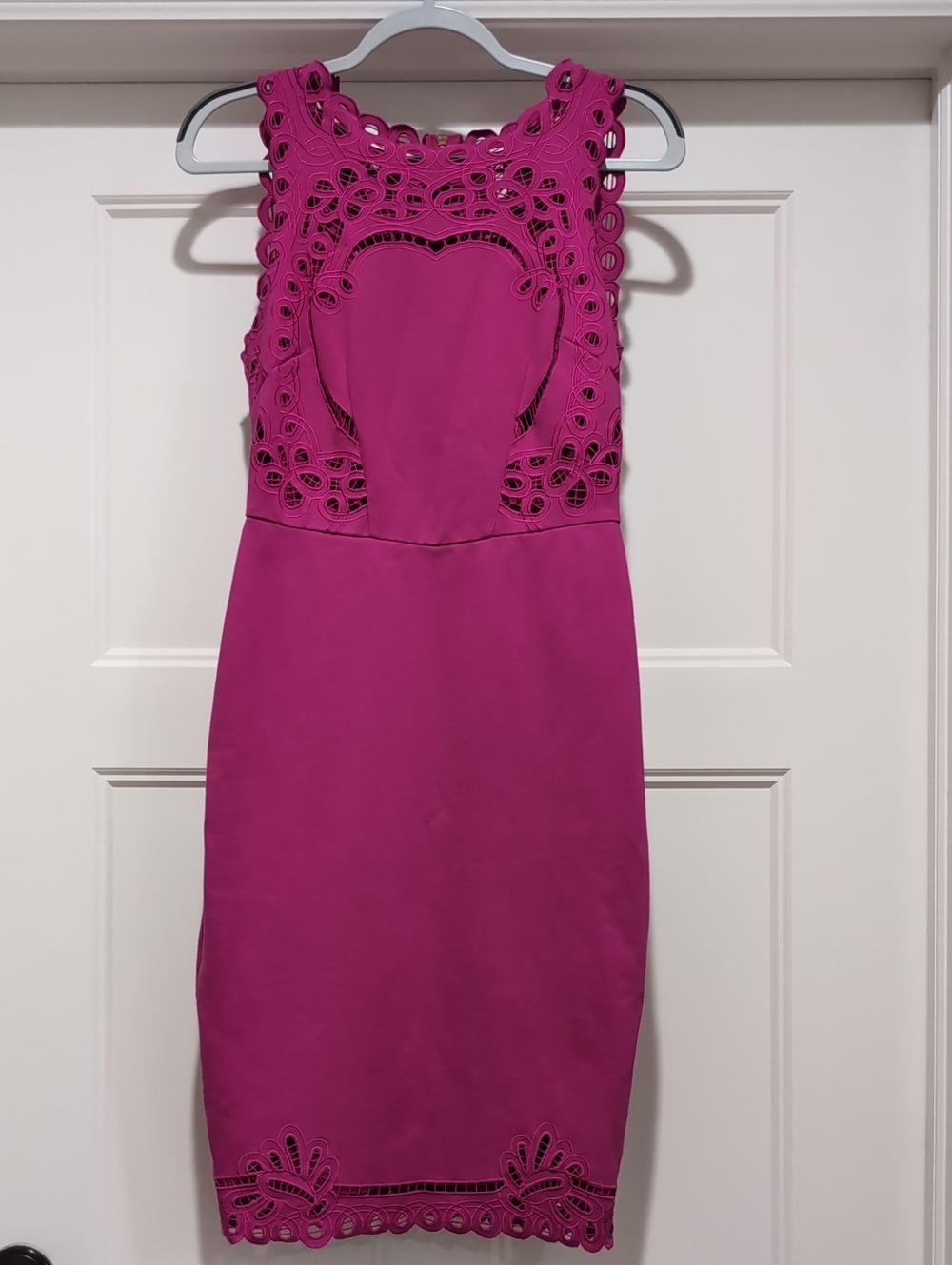 Ted Baker London Magenta Cutwork Pencil Dress